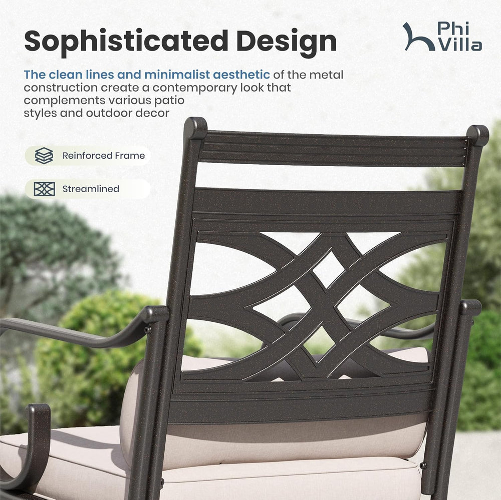 PHI VILLA Patio Dining Set, for 6, Swivel Chairs