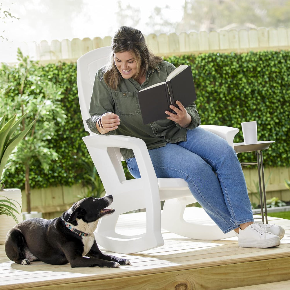 Semco Rockaway Heavy Duty All Weather Patio or Deck Rocking Chair, White
