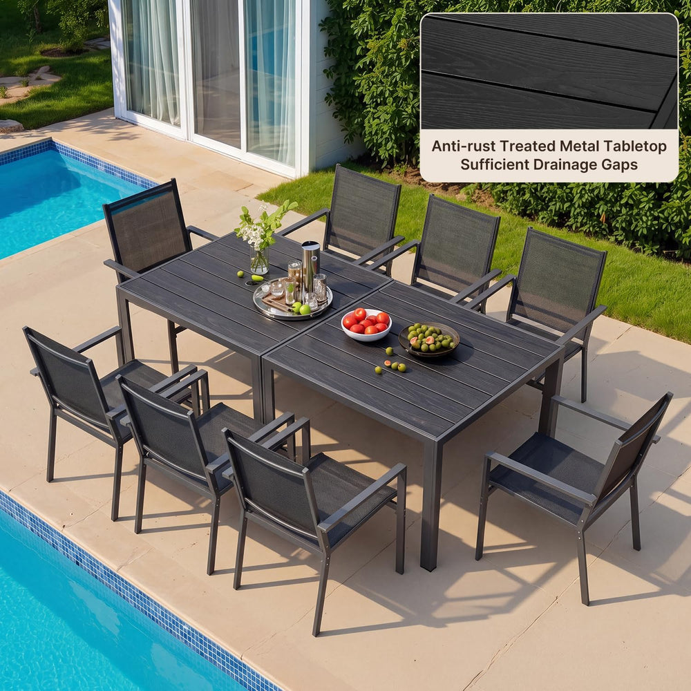 Outdoor Dining Set for 4 with Umbrella Hole, Black