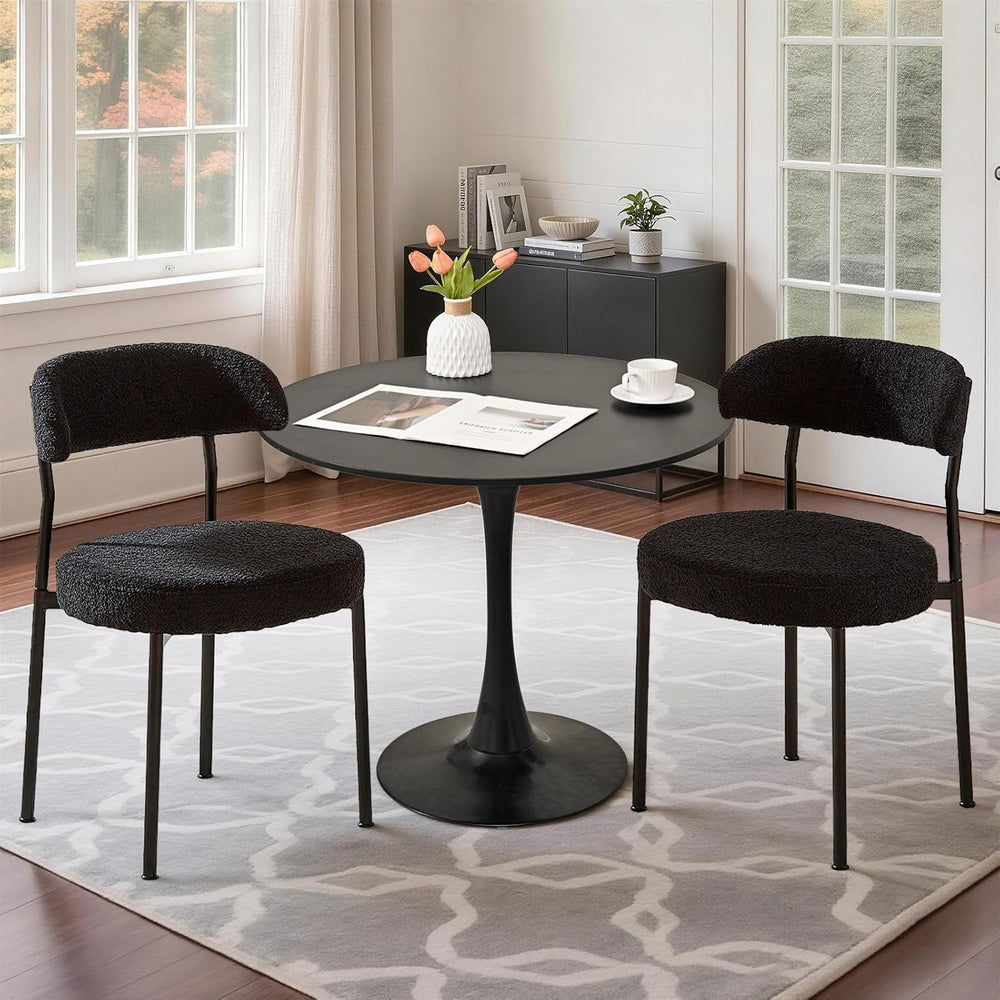31.5" Small Round Kitchen Table Set for 2 with Velvet Upholstered Chairs