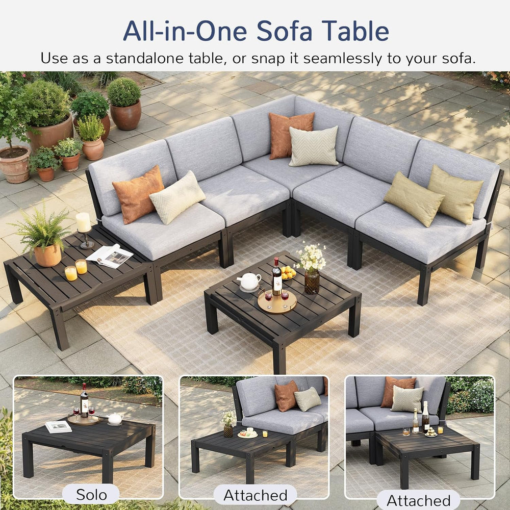 Stoog 6-Piece Patio Sectional Sofa Set, Modular Outdoor Furniture Set - All-W...