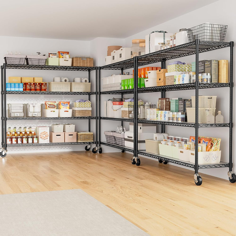 48" W Storage Shelves 1500LBS Metal Shelving Unit with Wheels, Adjustabl...
