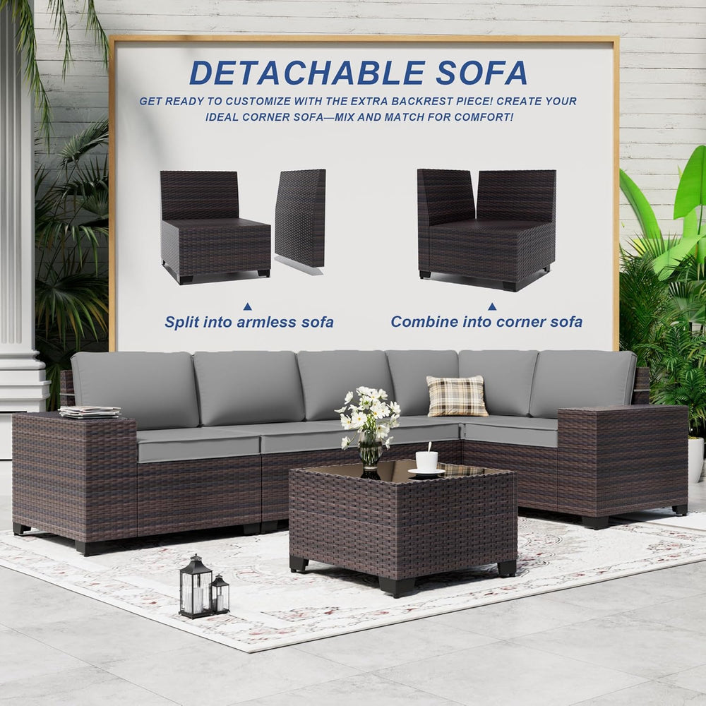 10 Pieces Patio Furniture Set with 2 Swivel Chairs Patio Furniture Outdoor Se...