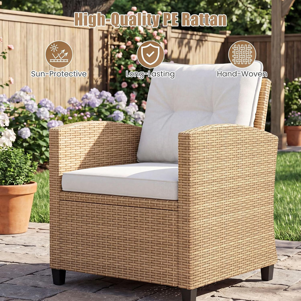 Tangkula 3 Pieces Patio Furniture Set, PE Rattan Wicker 3 Pcs Outdoor Sofa Se...