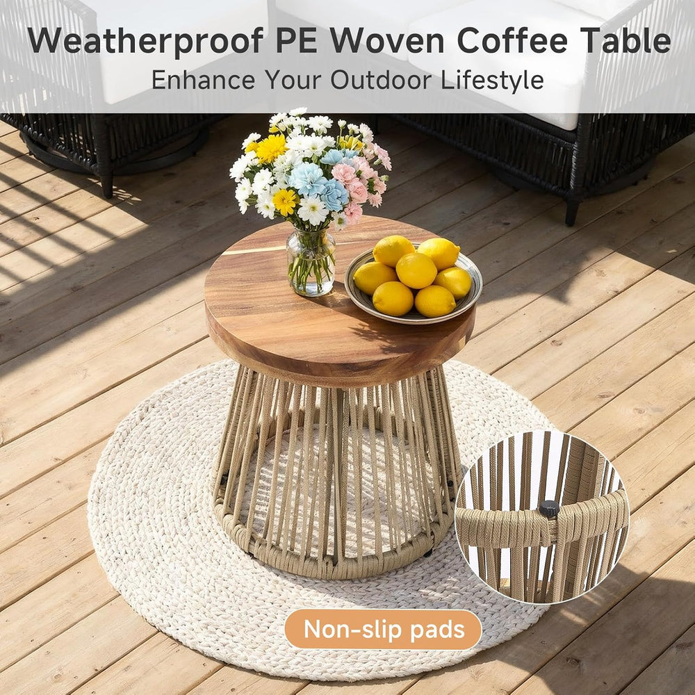 Pia Ricco 7 Pieces Patio Furniture Set, PE Wicker Rope Outdoor Sofa with Swiv...