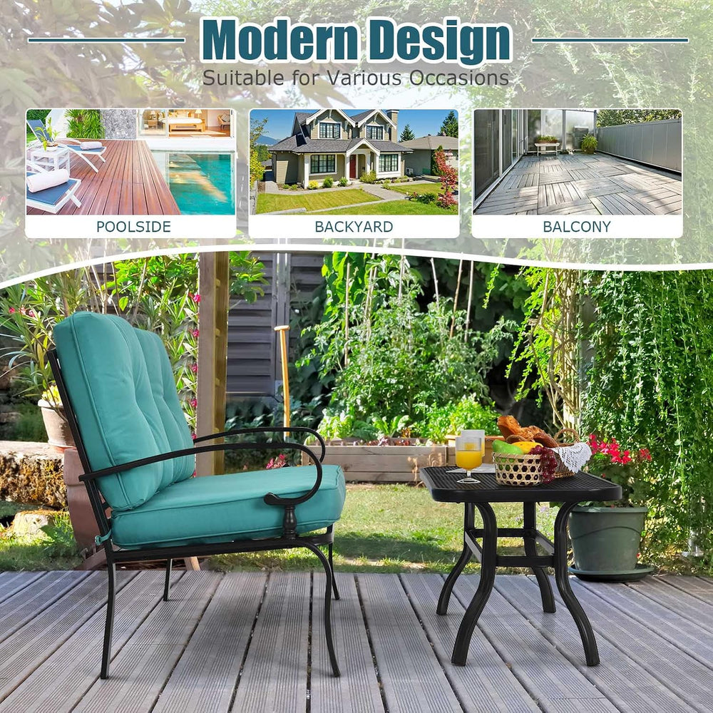 Tangkula Patio Loveseat with Table Set, 2 Seat Cushioned Sofa with Coffee Tab...