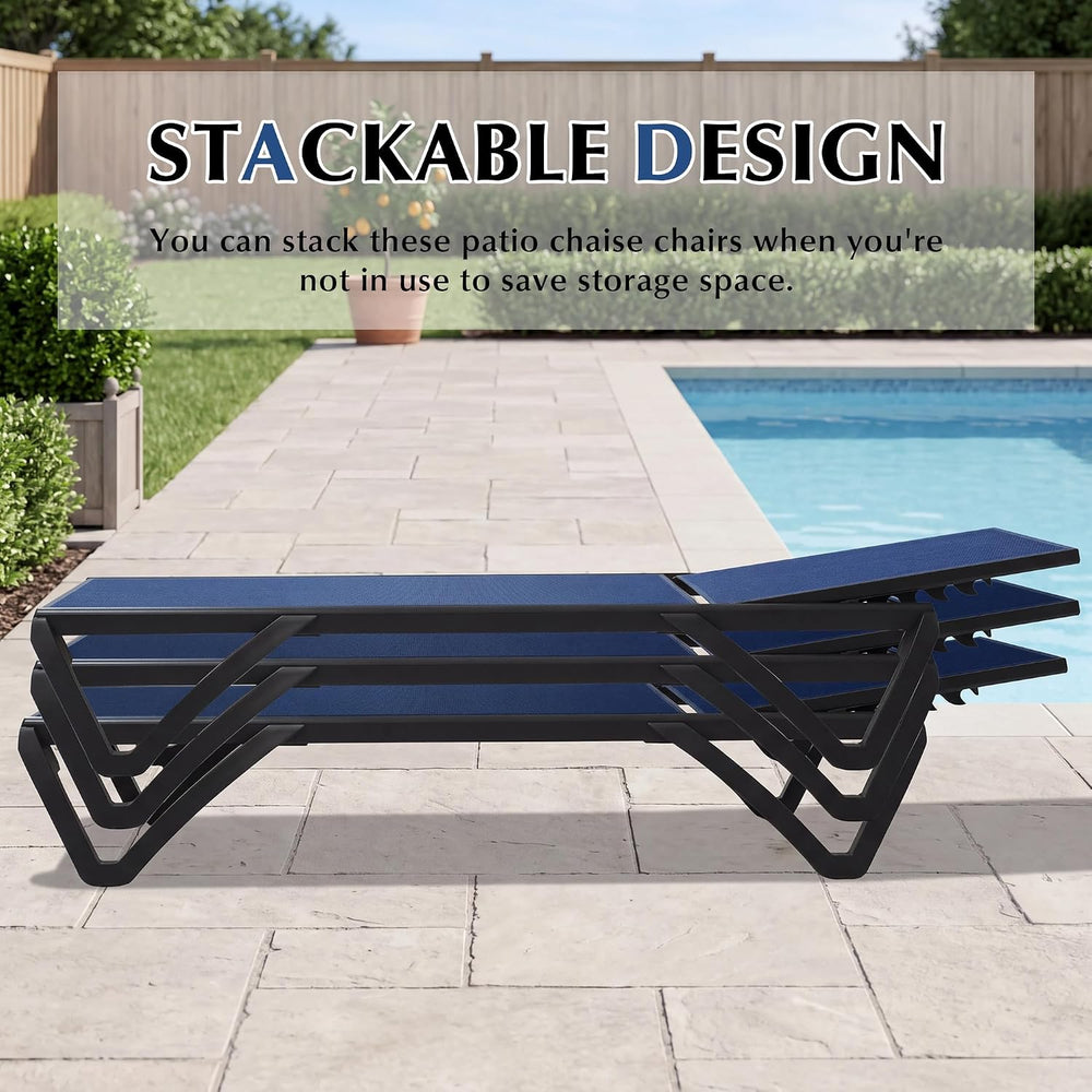 Domi Aluminum Pool Lounge Chair Outdoor Set of 2 Chaise Lounge Outdoor