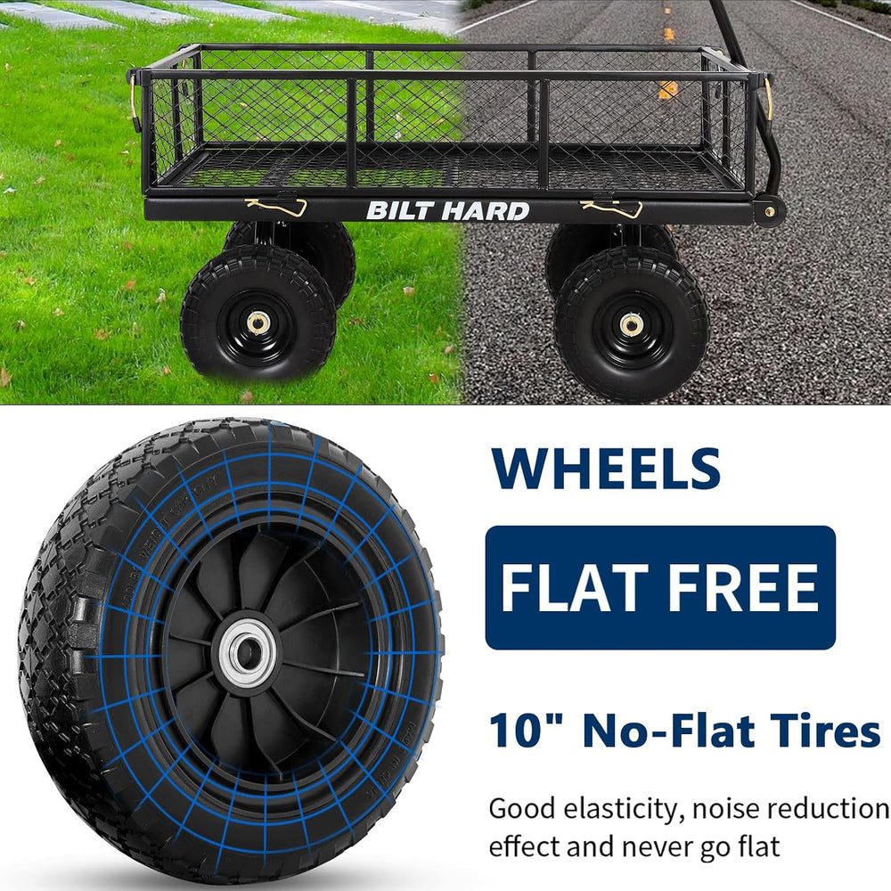 BILT HARD 10" Flat Free Tires Heavy Duty Garden Cart with 180° Rotating ...