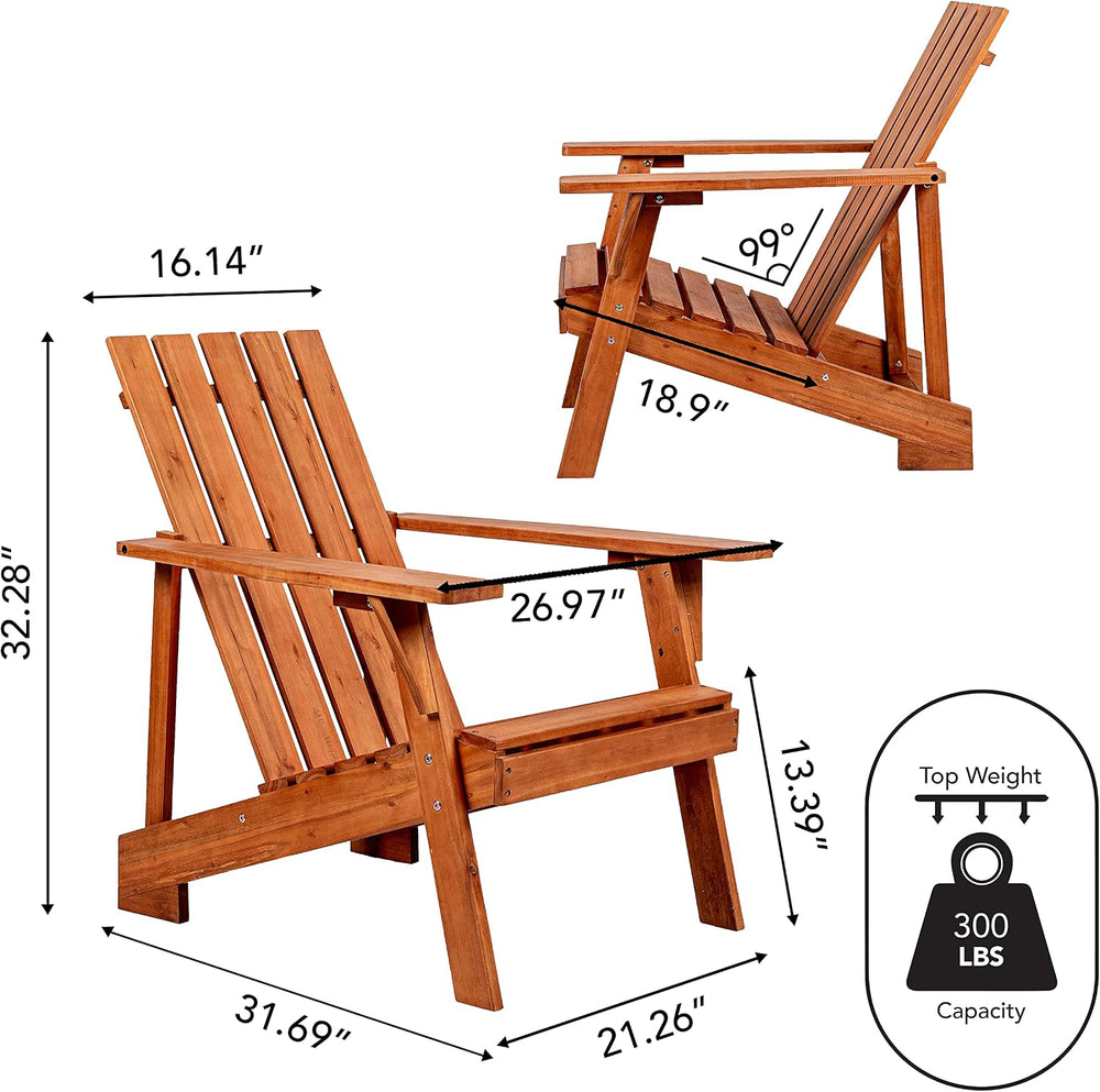 JONATHAN Y Irving 32" Solid Acacia Wood Adirondack Chair, Light Brown