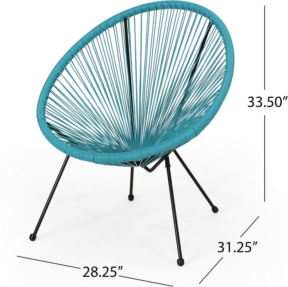 GDFStudio Noble House Anson Outdoor Hammock Weave Chair in Teal and Black (Se...