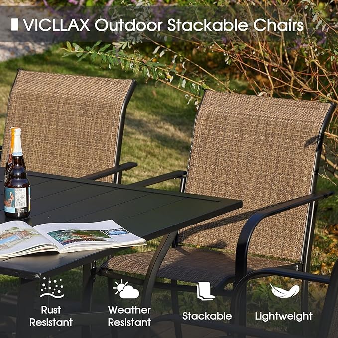 VICLLAX 5 Pieces Patio Dining Set, Outdoor Furniture Set Includes 37.8" ...