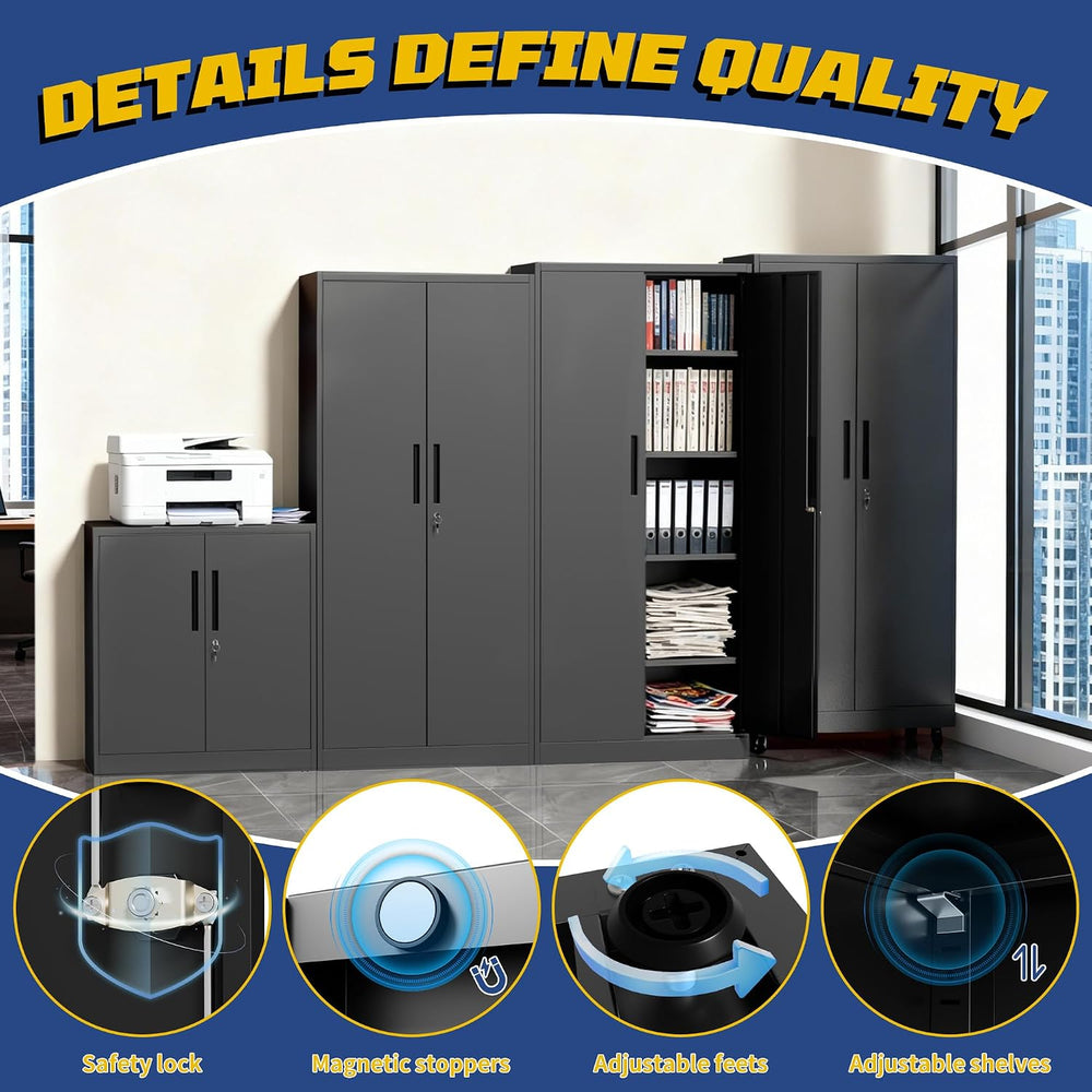 Metal Garage Storage Cabinet, 72" Steel Tool Cabinets with Lock