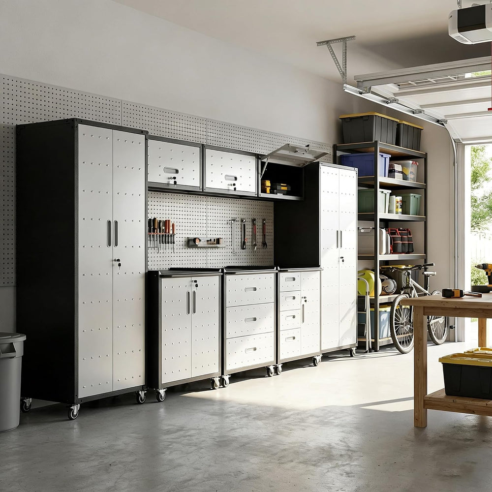 Garage Cabinet System | Heavy Duty Steel All-in-One Modular Garage Cabinet Se...