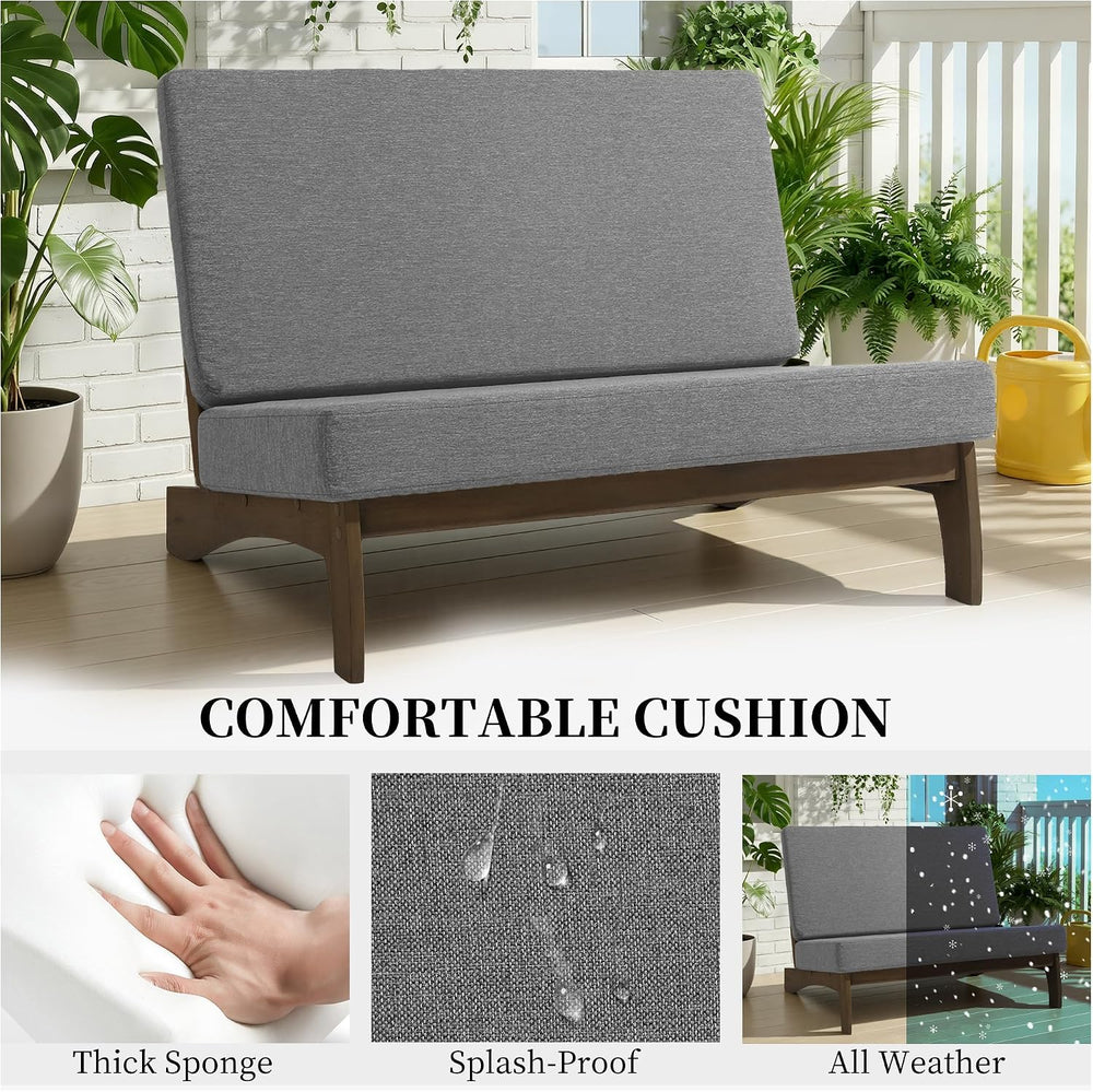 4 Piece Outdoor Patio Furniture Sets, Solid Wood Frame, Beige