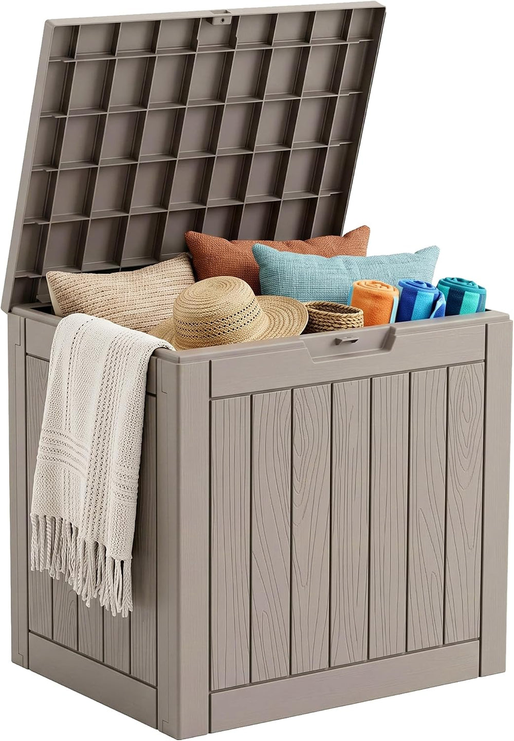 40 Gal Outdoor Storage Box,Weatherproof Deck Box,Grey
