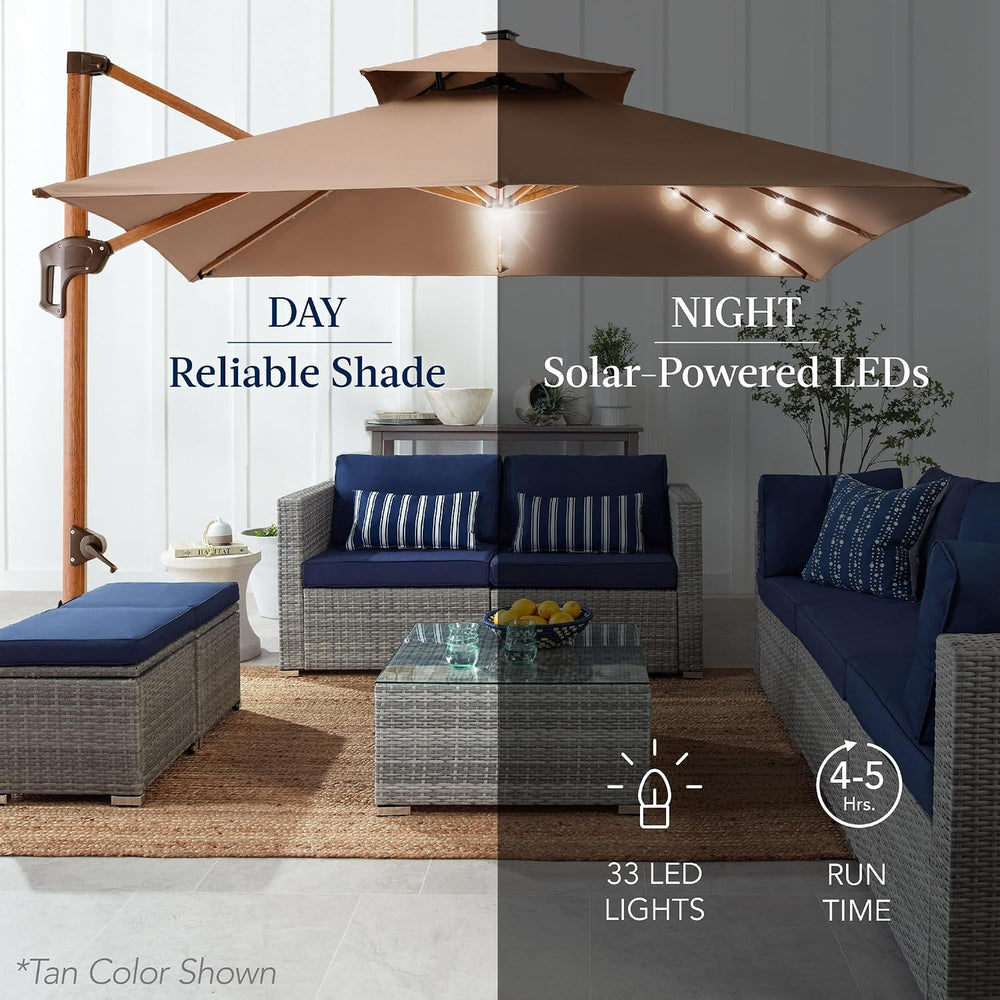 Best Choice Products 10ft Square Cantilever Patio Umbrella w/Base Included, W...