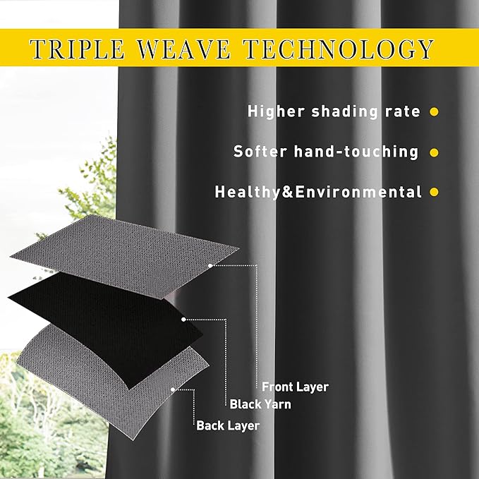NICETOWN 2 Panels Outdoor Curtains for Patio Waterproof, W100 x L84 Windproof...