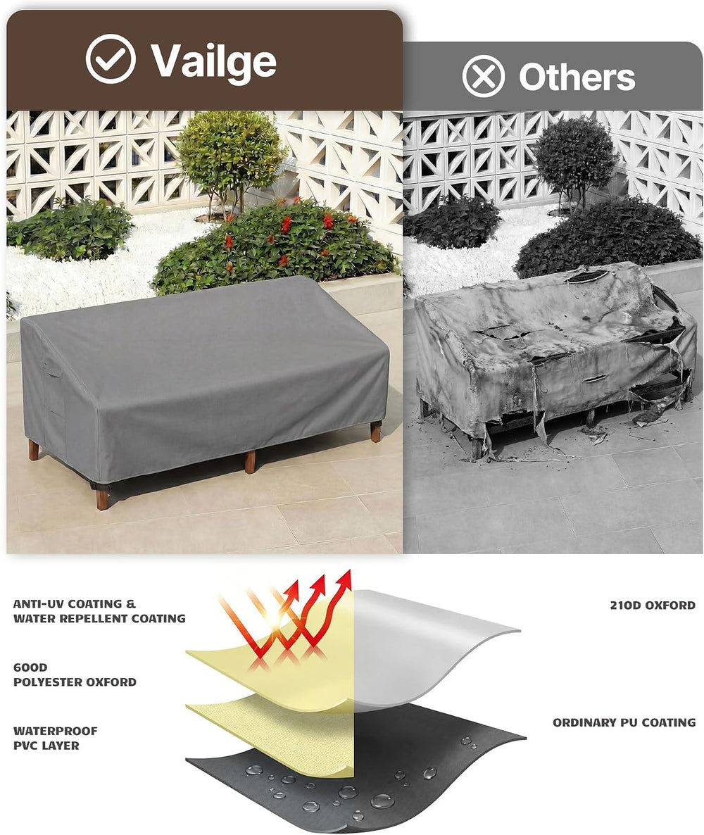 Vailge Patio Sofa Cover 3-Seater & Outdoor Couch Cover Waterproof