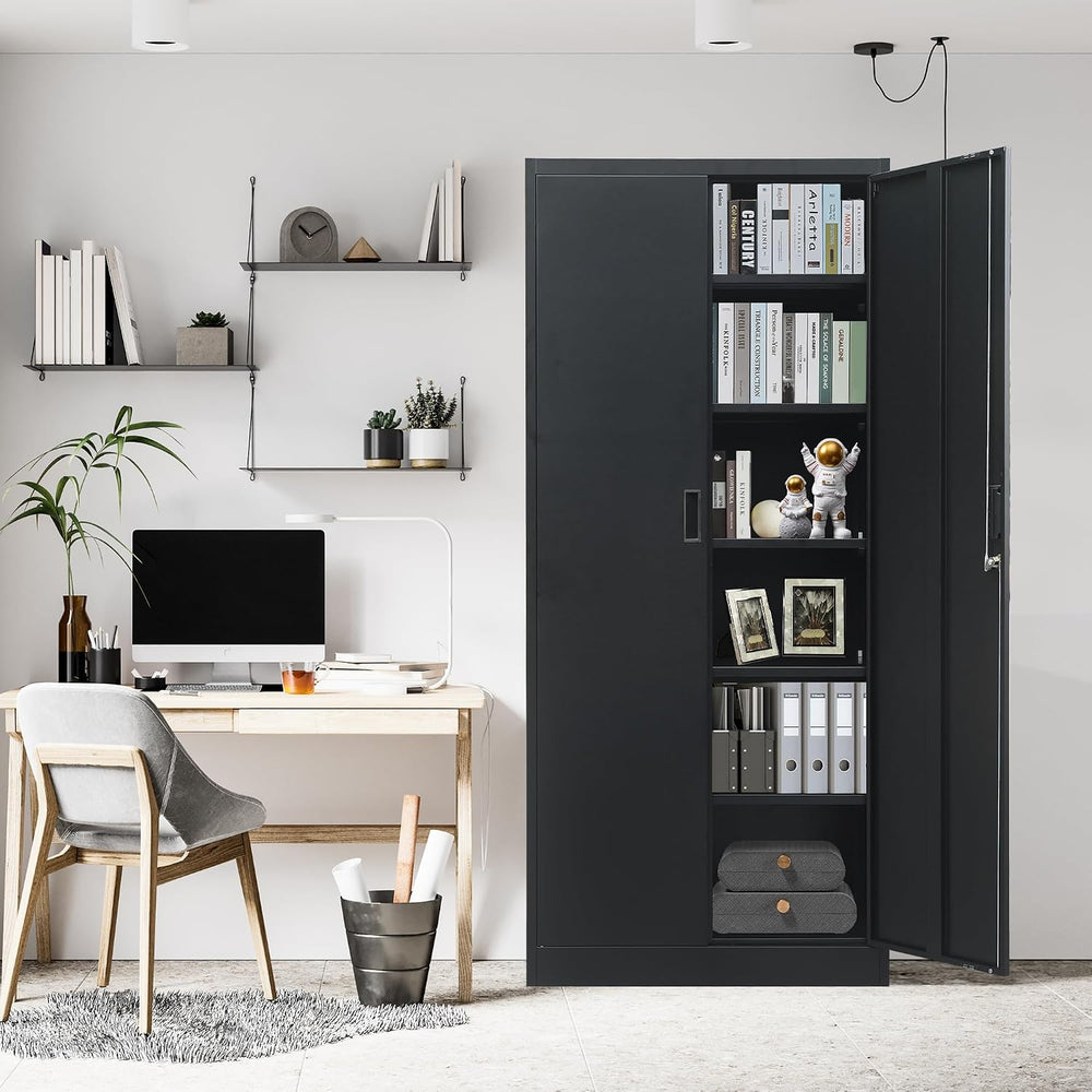 BESFUR Metal Storage Cabinet, 71" H Locking Storage Cabinet with 5 Adjus...