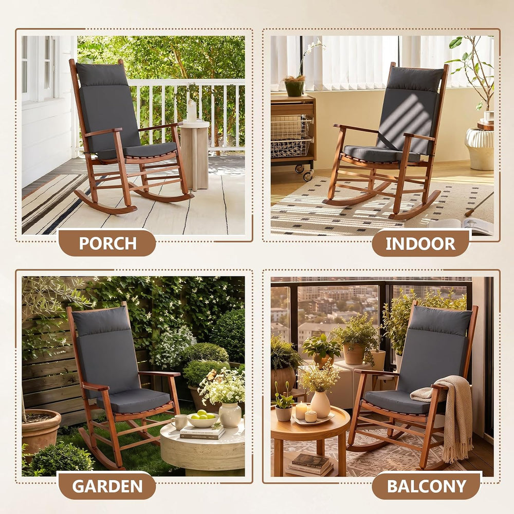 Waterproof Outdoor & Indoor Rocking Chair Cushions, Dark Grey