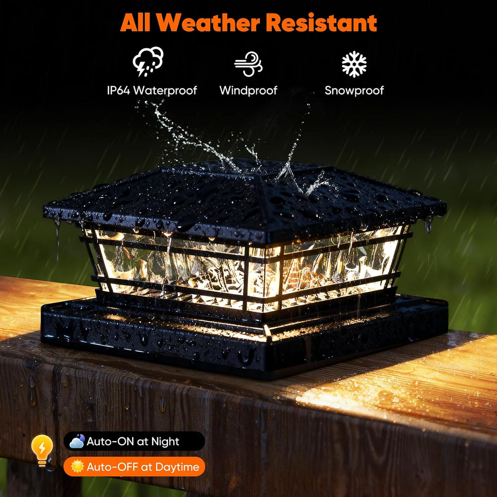Solar Post Cap Lights Outdoor 8 RGB Solid Colors & Color Changing