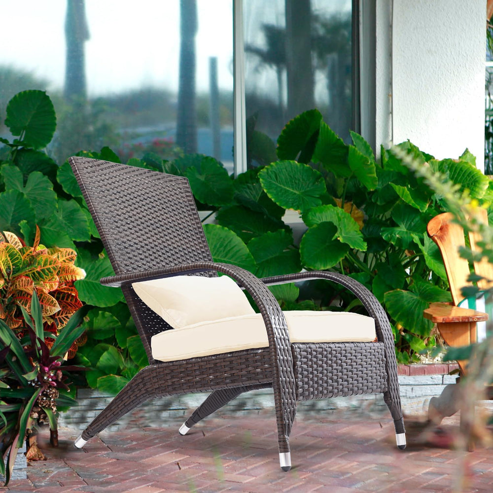 Adirondack Chairs Set 2 Outdoor Wicker Rattan Fire Pit Chairs Oversized Comfy...