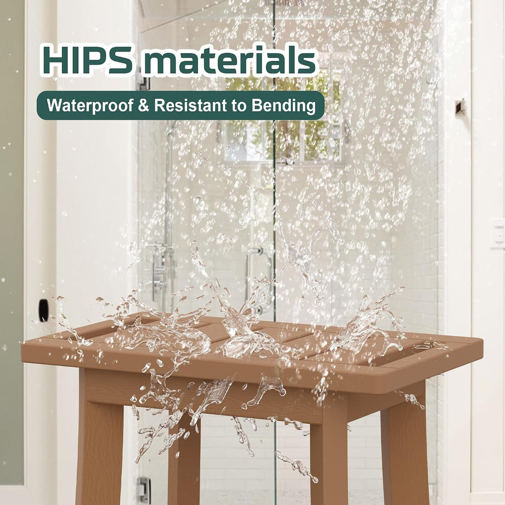 Waterproof HIPS Shower Bench for Inside Shower, Shower Stool, Brown
