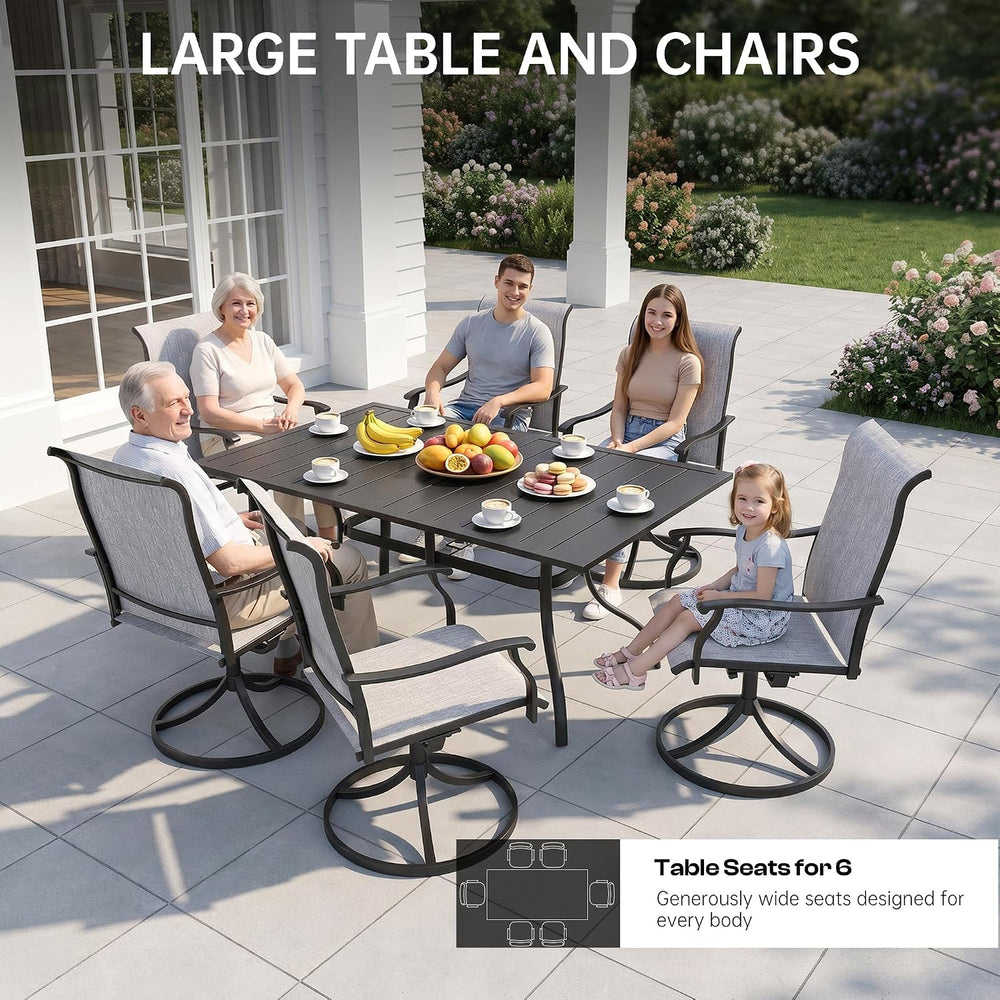 7-Piece Outdoor Furniture Set, Patio Table and Chairs Set, Gray