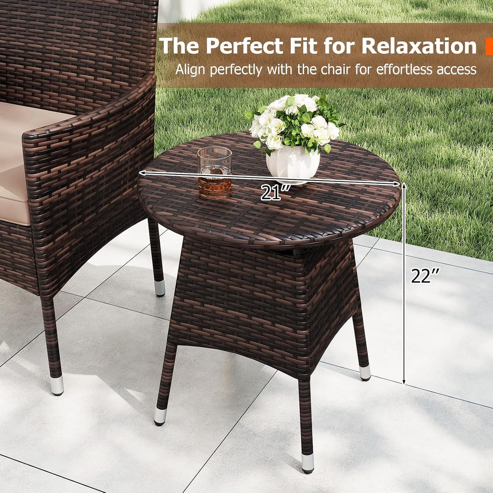 Tangkula 3 Piece Patio Furniture Set, Hand-Woven PE Wicker Conversation Set w...