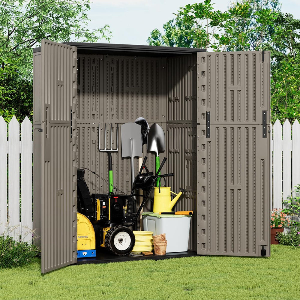 KINYING Outdoor Storage Cabinet Waterproof, 57 Cu.ft Resin Vertical Outdoor S...