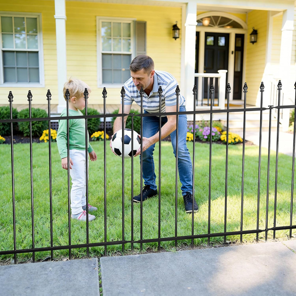 Decorative Metal Garden Fence，(10 Panels+ 11 Posts), Total Iength24 ft(W) x 3...
