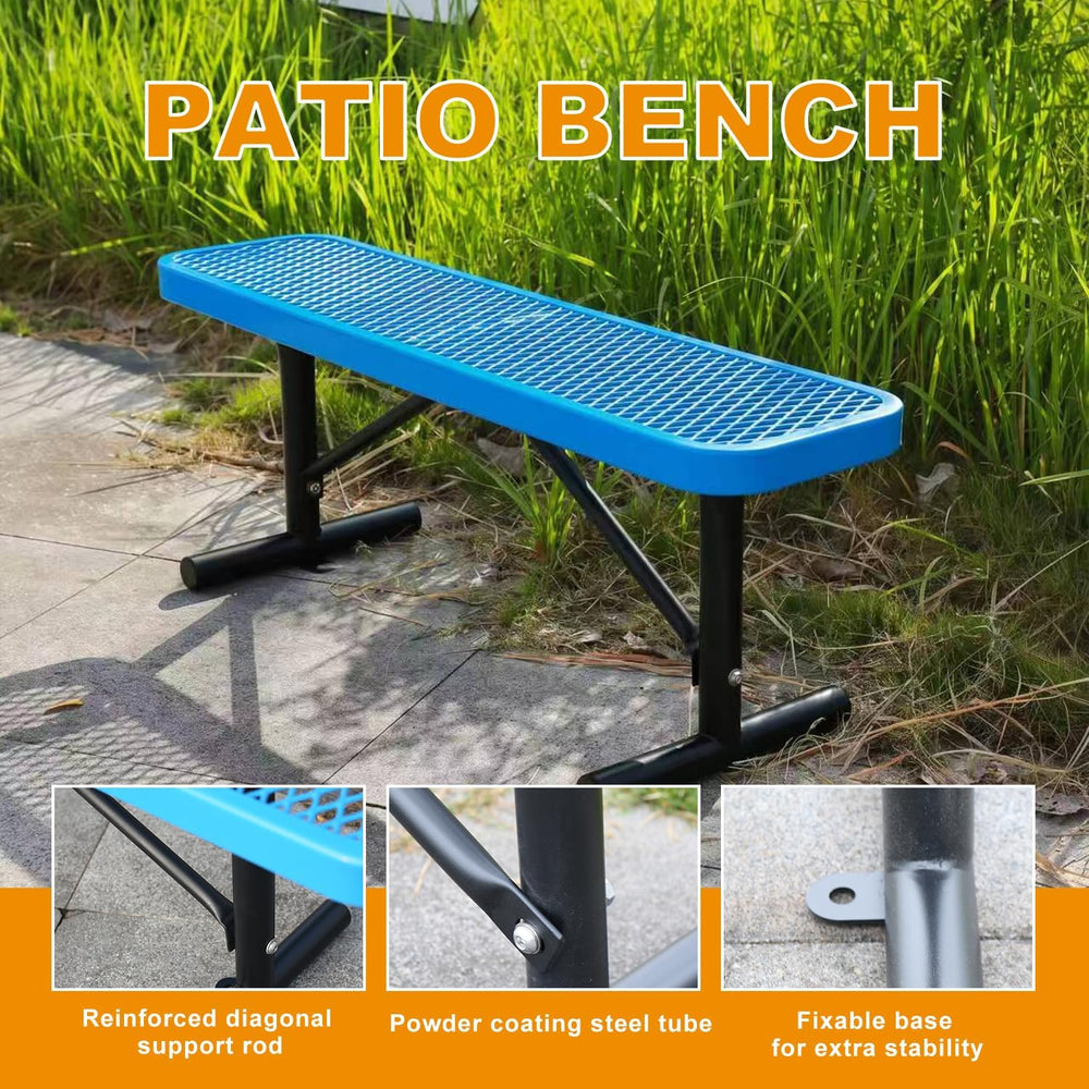 Yaluvantek Outdoor Furniture Expanded Metal Bench, Heavy-Duty Park Steel Benc...