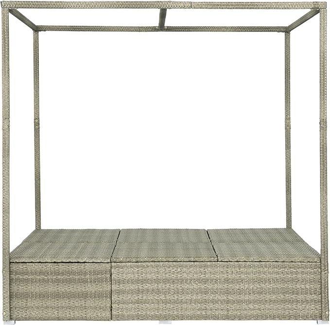 Harper & Bright Designs Adjustable Outdoor Sun Lounger with Canopy,Multi-...