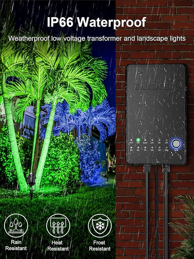 ZUCKEO All-in-One RGBW Landscape Lighting Kit, 5W Color Changing Low Voltage ...