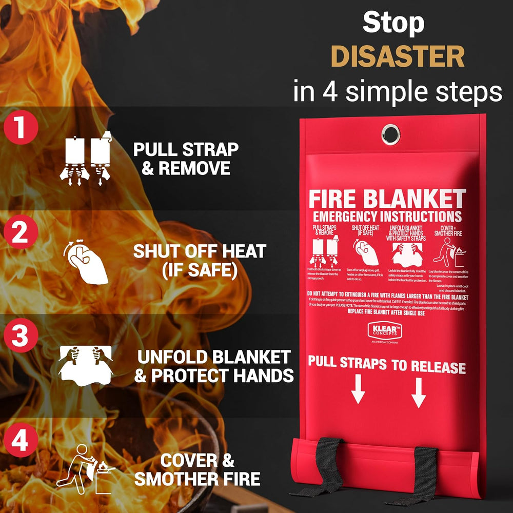 Emergency Fire Blanket, 40x40 Silicone-Coated UM9 Fiberglass 1612°F, 2-Pack