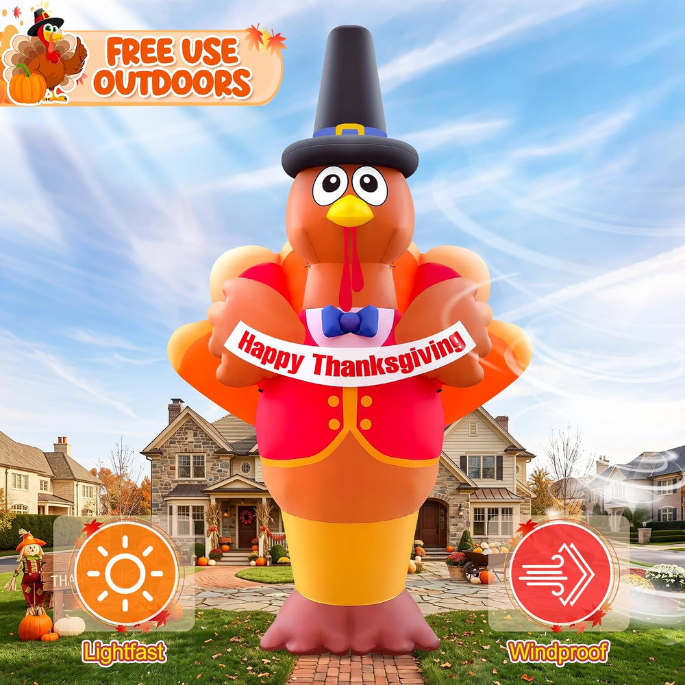 15FT Thanksgiving Day Turkey Inflatable Kalolary Fall Outdoor Decoration