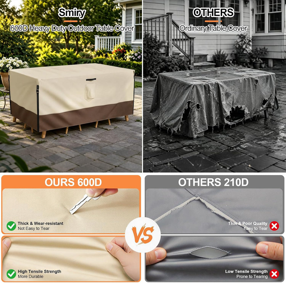 Smiry Waterproof Patio Furniture Cover 110L x 84W x 28H, Beige & Brown
