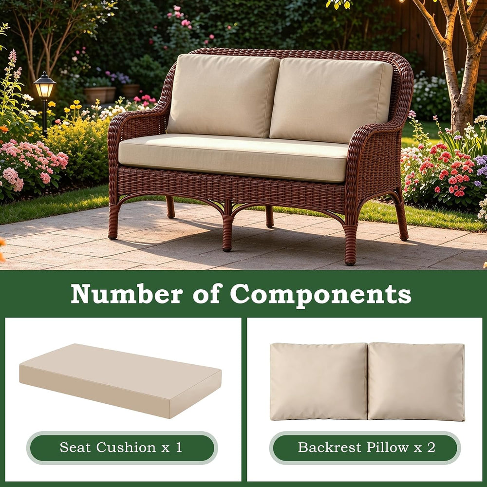 Outdoor Loveseat Cushion Set, 46" x 26" Patio Loveseat Cushions, Wa...