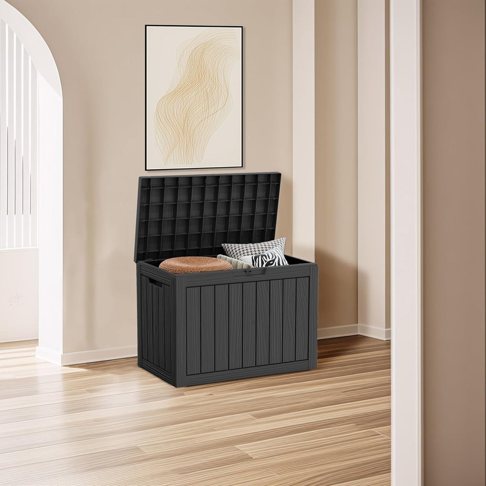 Outdoor Storage Box 45GAL Waterproof Resin Deck Box,UV-Resistant Lockable Pac...