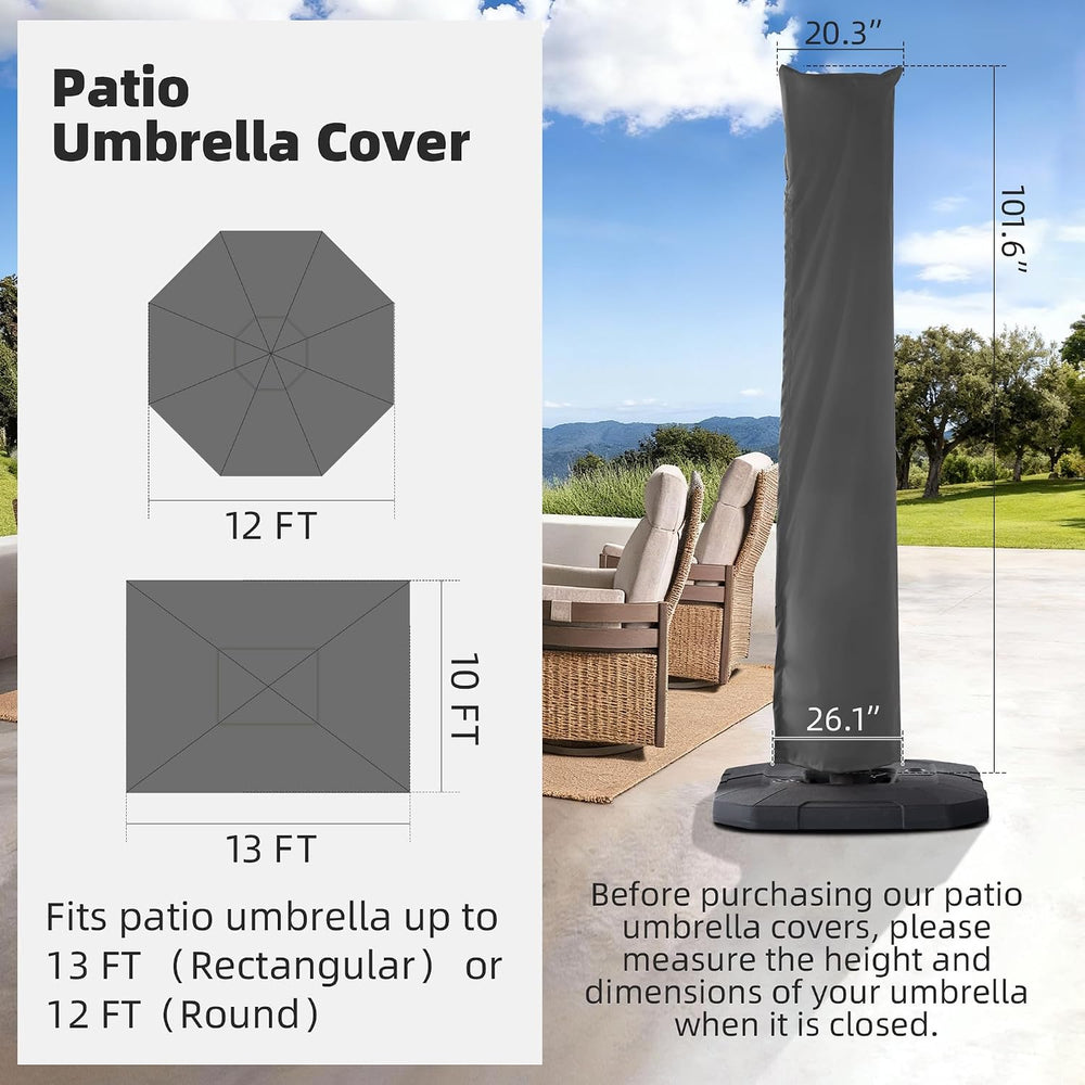 Cantilever Patio Umbrella Cover Outdoor Umbrella Covers, Grey