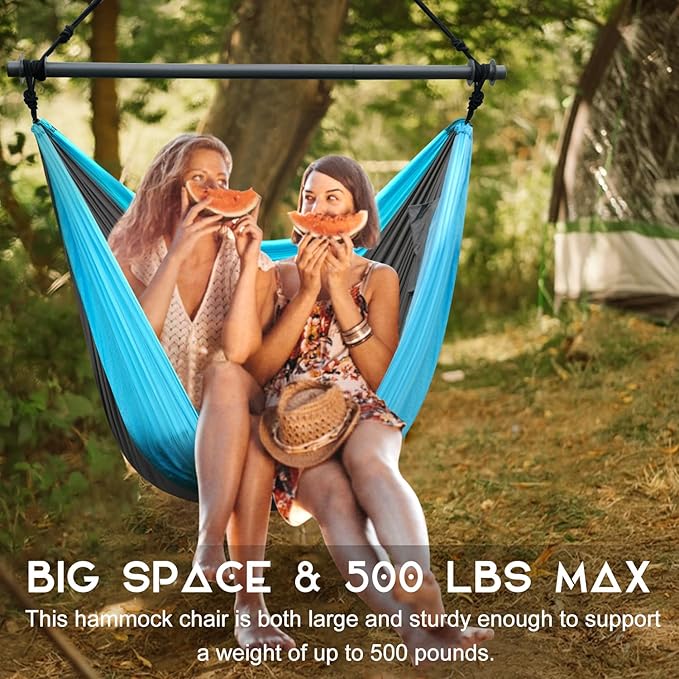 Hammock Chair, Hanging Chair for Outdoor Indoor, Large Lightweight Swing Chai...