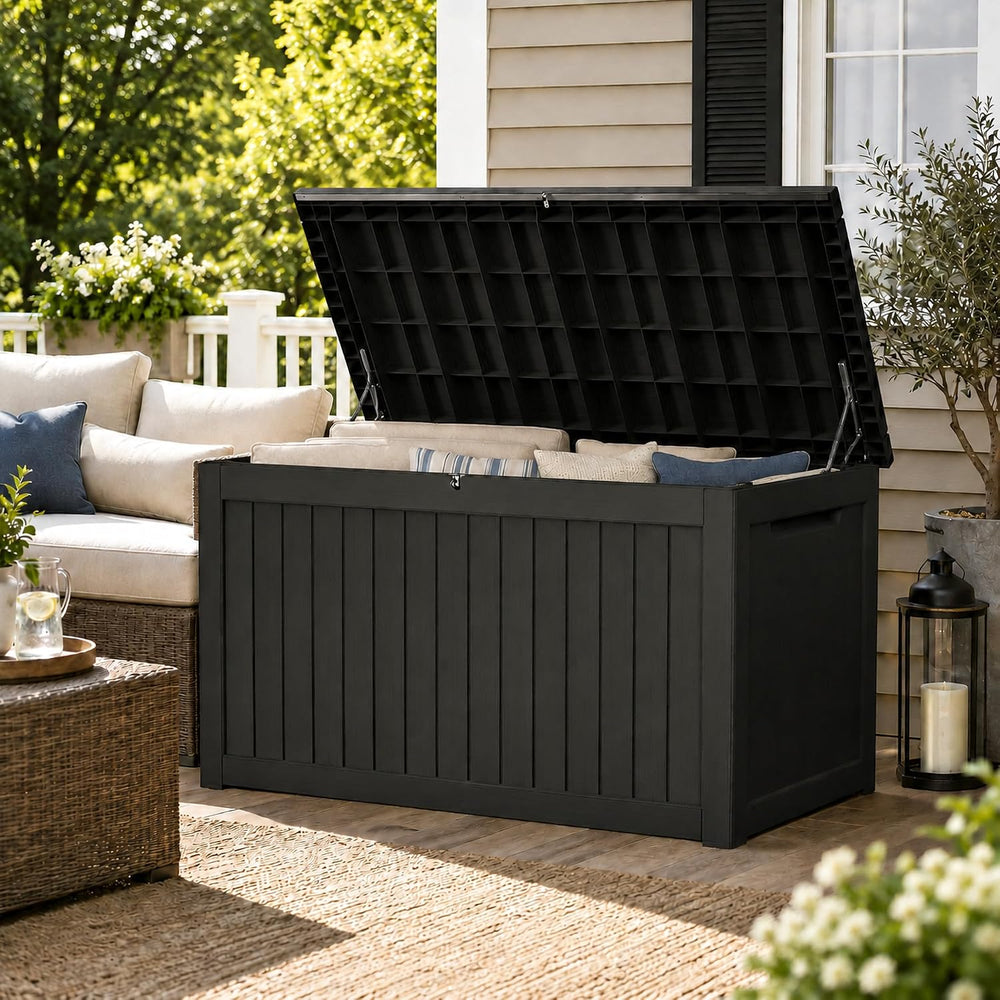 270 Gallon Lockable Resin Outdoor Storage Box, Waterproof & Weather Resis...