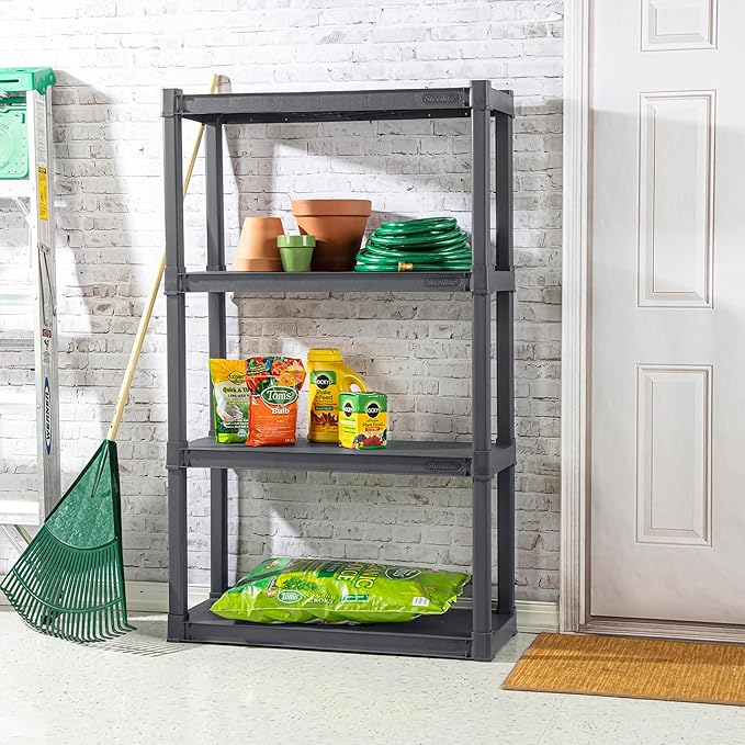 Sterilite 3-Pack 4 Shelf Unit, Heavy-Duty Shelving Storage and Utility Rack -...
