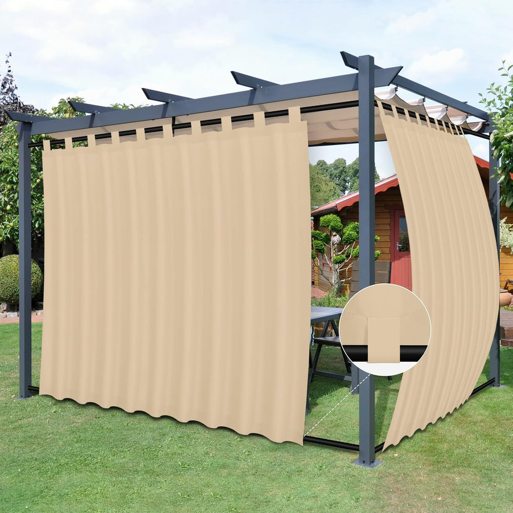 Easy-Going Outdoor Patio Curtains 2 Panels, 110x84 inch, Beige