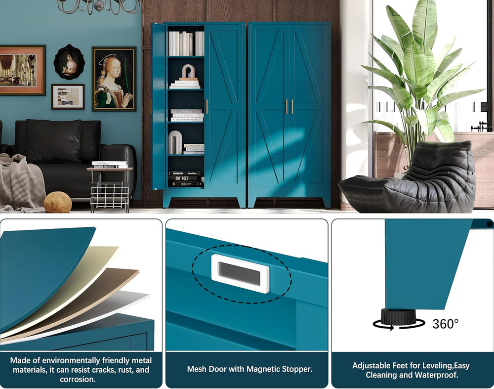 71" H Garage Storage Cabinets with Doors and Shelves,Metal Storage Cabin...