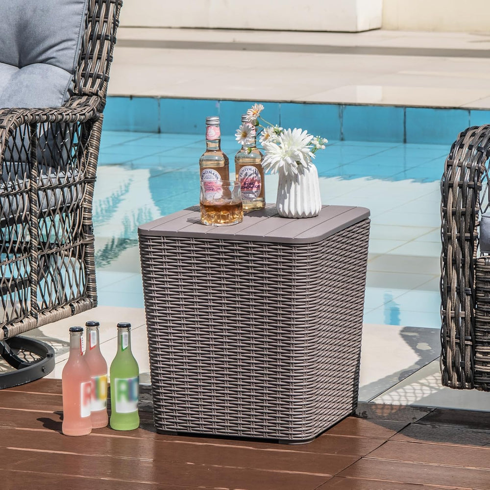 Tangkula 11.5 Gallon Water-proof Deck Box with Removable Lid, Brown