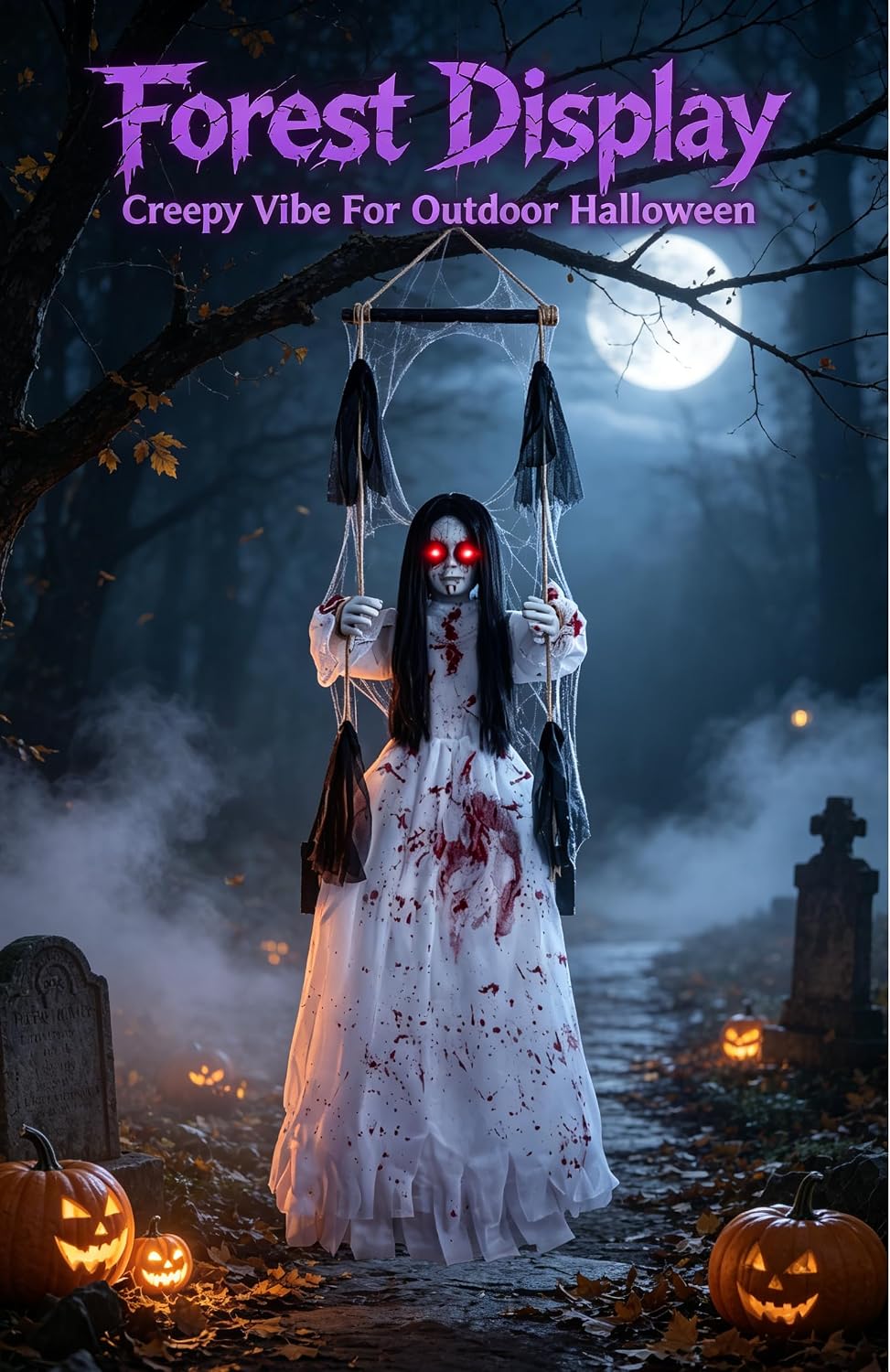 Halloween Decorations Outdoor, Scary Hanging Swinging Girl Props Sound & ...