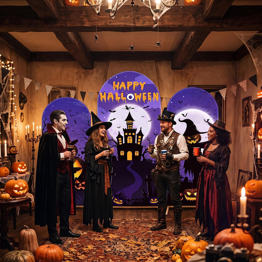 WovWeave Halloween Castle Arch Cover Backdrop Decorations Set of 3