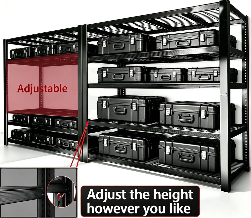 62"W Metal Storage Shelves,3000LBS Heavy Duty Garage Shelving Units, 5 Tier