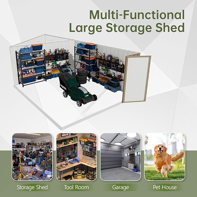 Devoko 10x14 FT Outdoor Storage Shed, Large Metal Storage Sheds with Lockable...